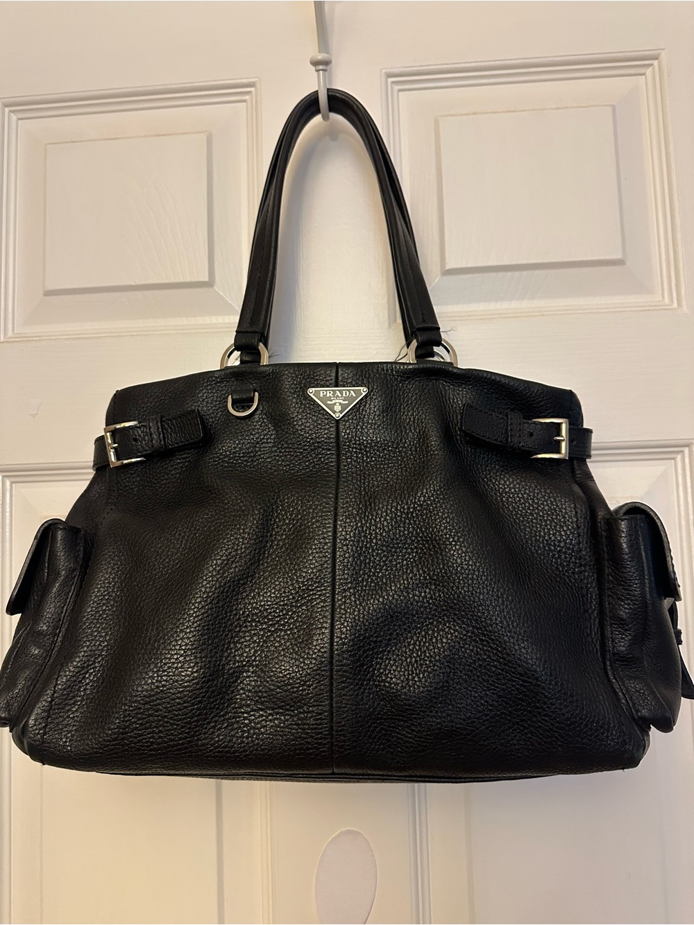 Prada Black Togo pebble Leather Tote/shoulder Bag - Classic Women's Handbag